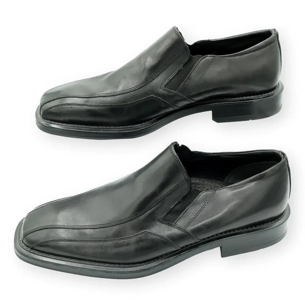 Alfani Black Leather Mens Dress Loafers Slip On 12M NWOB
